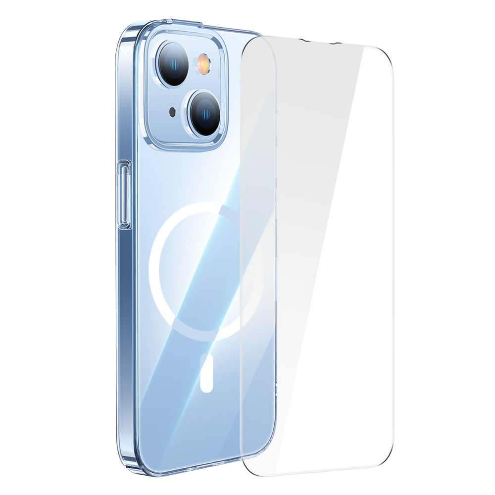 iPhone 14 MagSafe Crystal Hardcase Hülle mit Kameraschutz   Display Panzerglas - Transparent