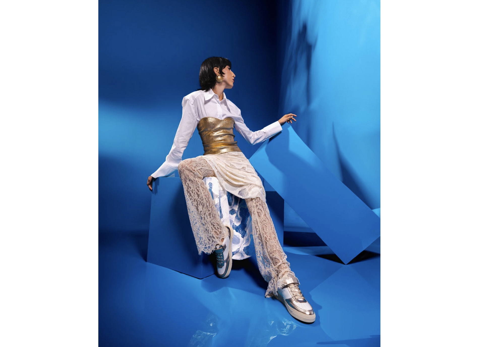 Hazel velcro blanc or