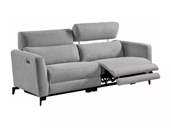 Canapé de relaxation électrique en tissu Bakay-Couleur Gris foncé-Système Electrique-3 places