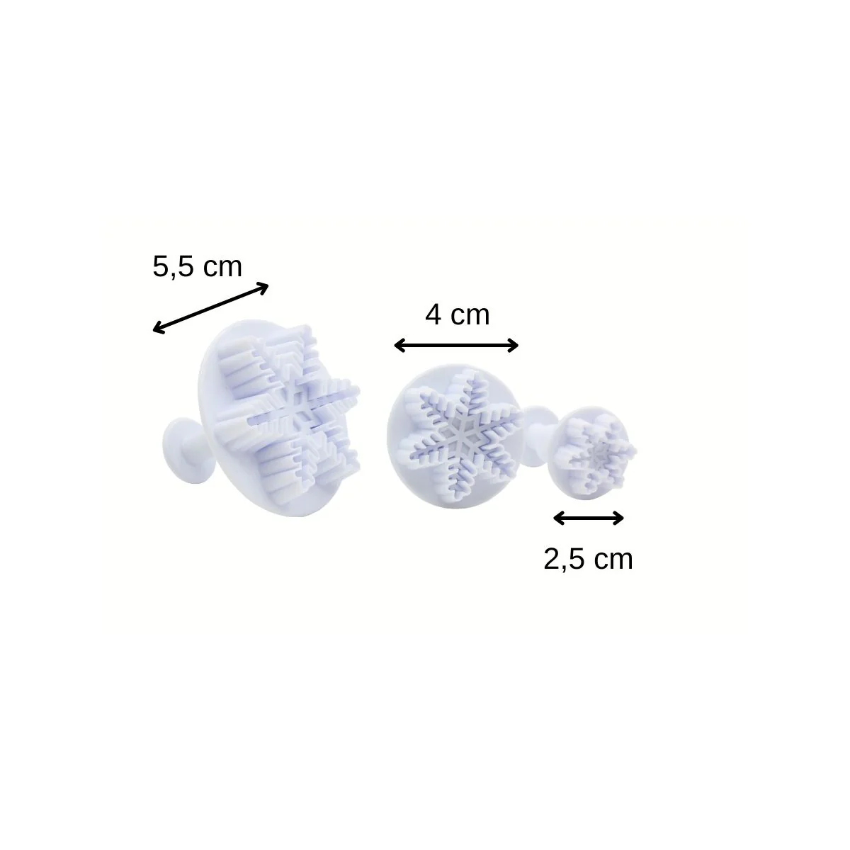 Lot de 3 emporte-pièces de Noël pour pâte à sucre motif flocon de neig