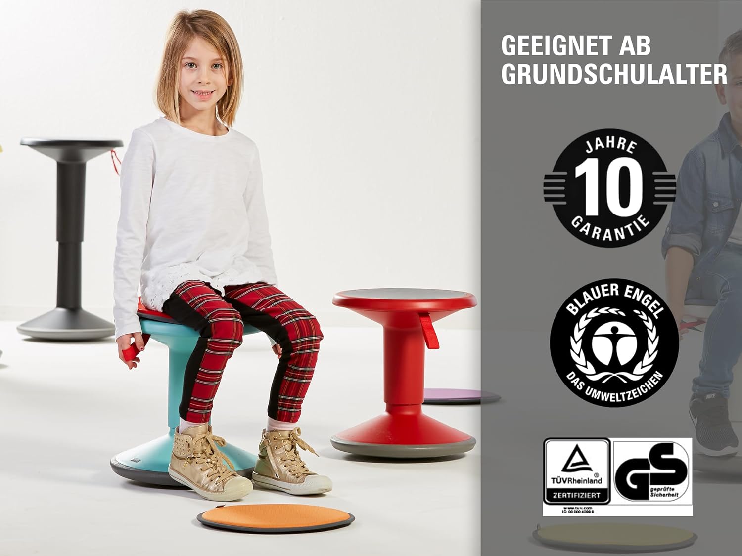 Interstuhl UPis1 - ergonomischer Sitzhocker mit Schwingeffekt - höhenverstellbar - Hocker mit rutschhemmender Standfläche & Kippschutz - Bürohocker (Lachsorange, UP Junior)