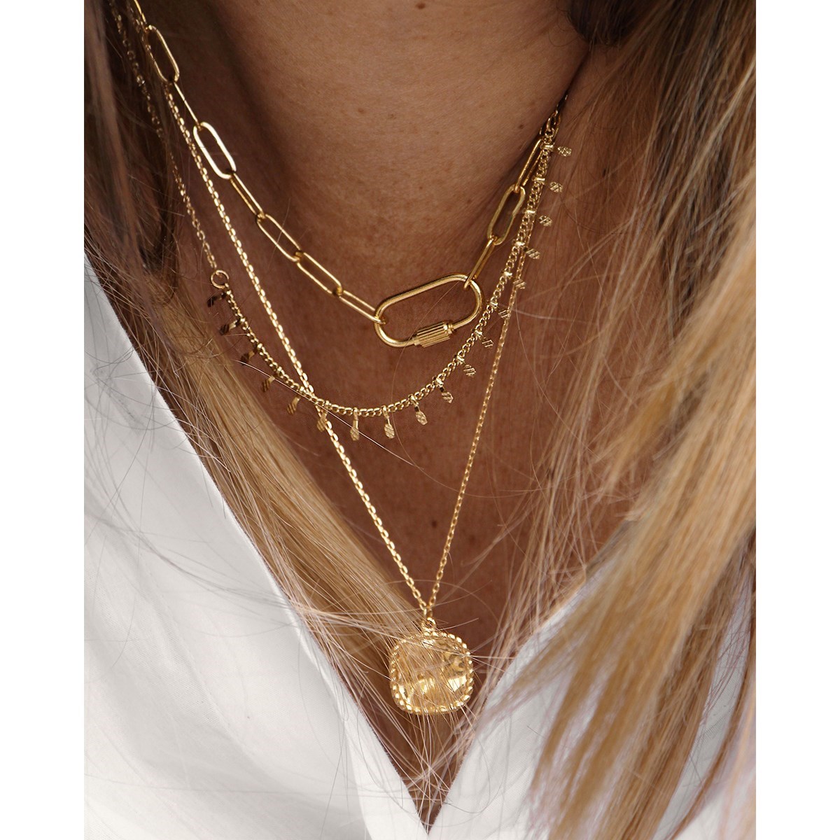 Collier chaine Pure laiton doré or fin 24K LOCK