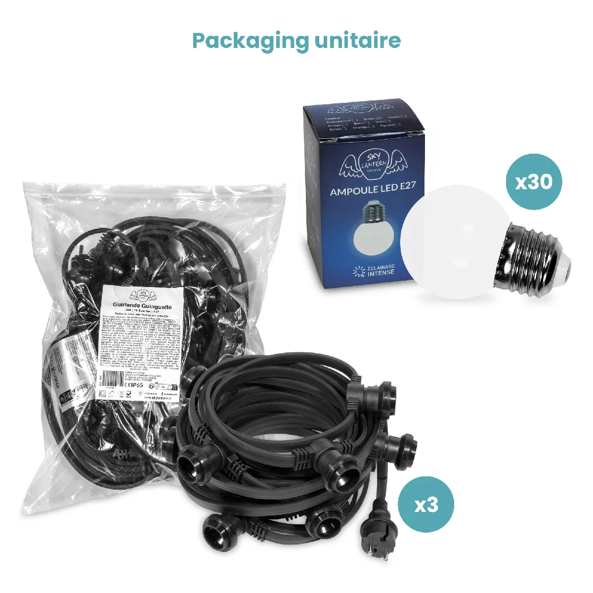 SkyLantern Kit Guirlande Guinguette 30M Blanche