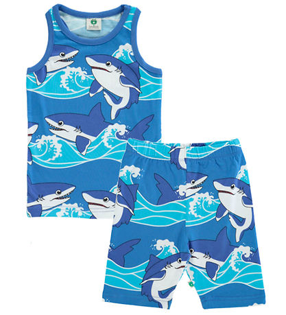 Småfolk Set - Tanktop/Shorts - Brillante Blue m. Haie