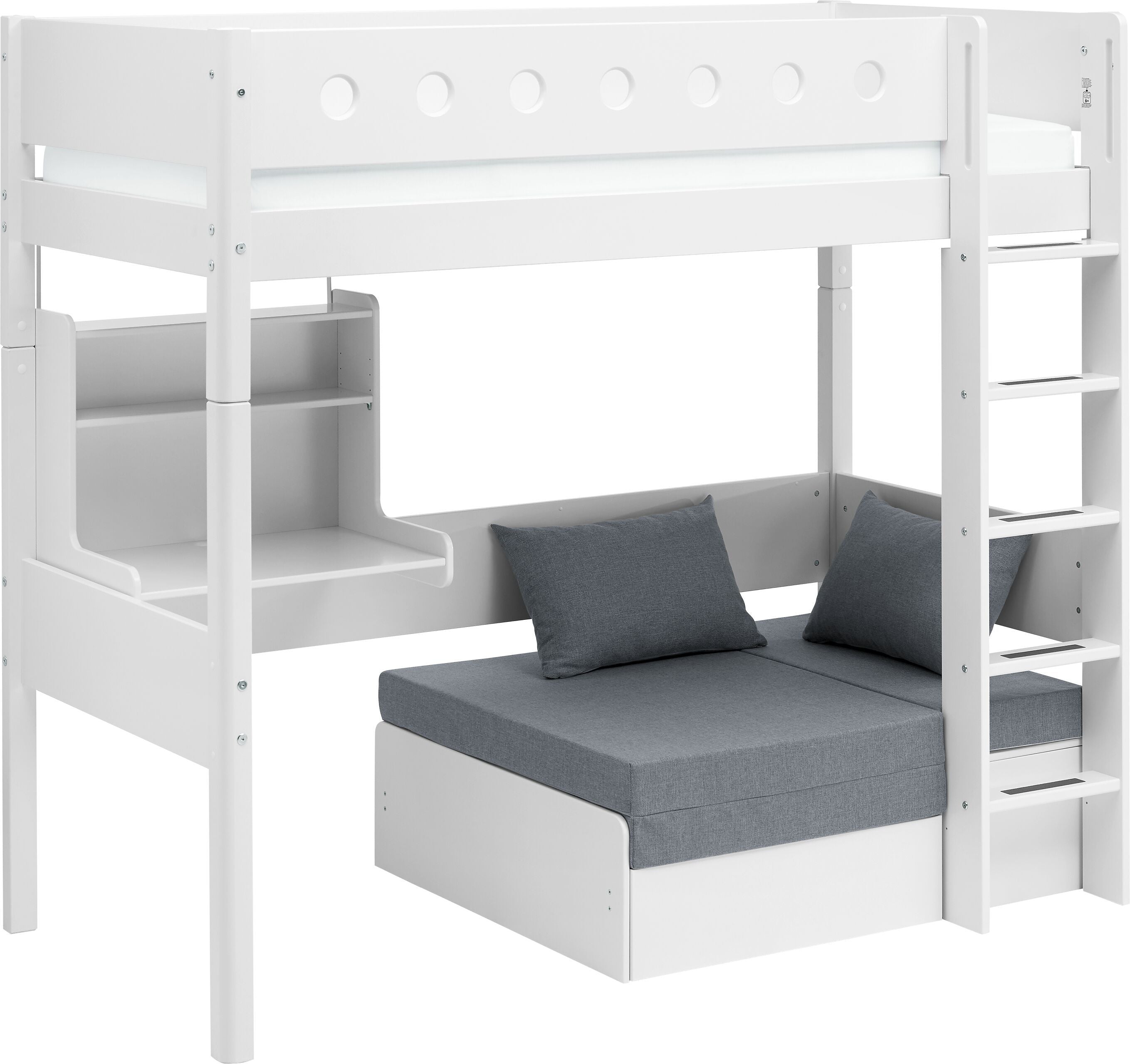 Flexa WHITE Hochbett - Weiss / B: 109.0 cm x T: 210.0 cm x H: 185.0 cm