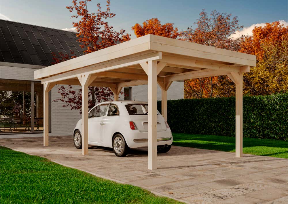 Alpholz enkele carport Olaf, houten carport, overkapping, luifel