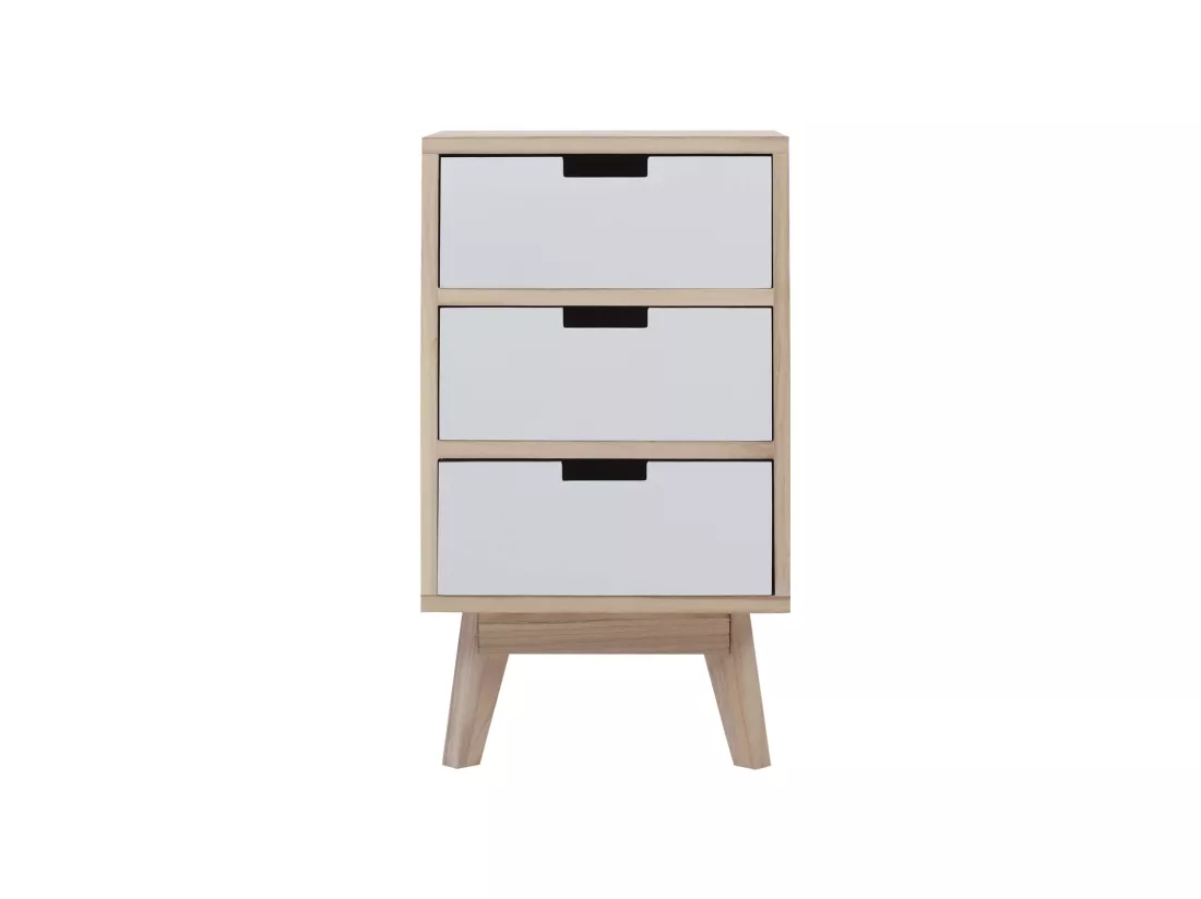 Commode Armoire 3 Tiroirs Bois Blanc Moderne 65x35x27