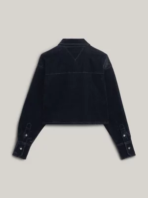 Camisa cropped de veludo jeans Crest