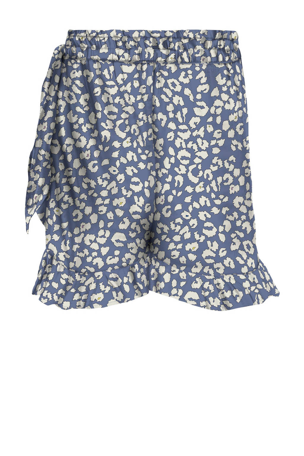 ONLY skort KOGLINO met panterprint en volant blauw/wit