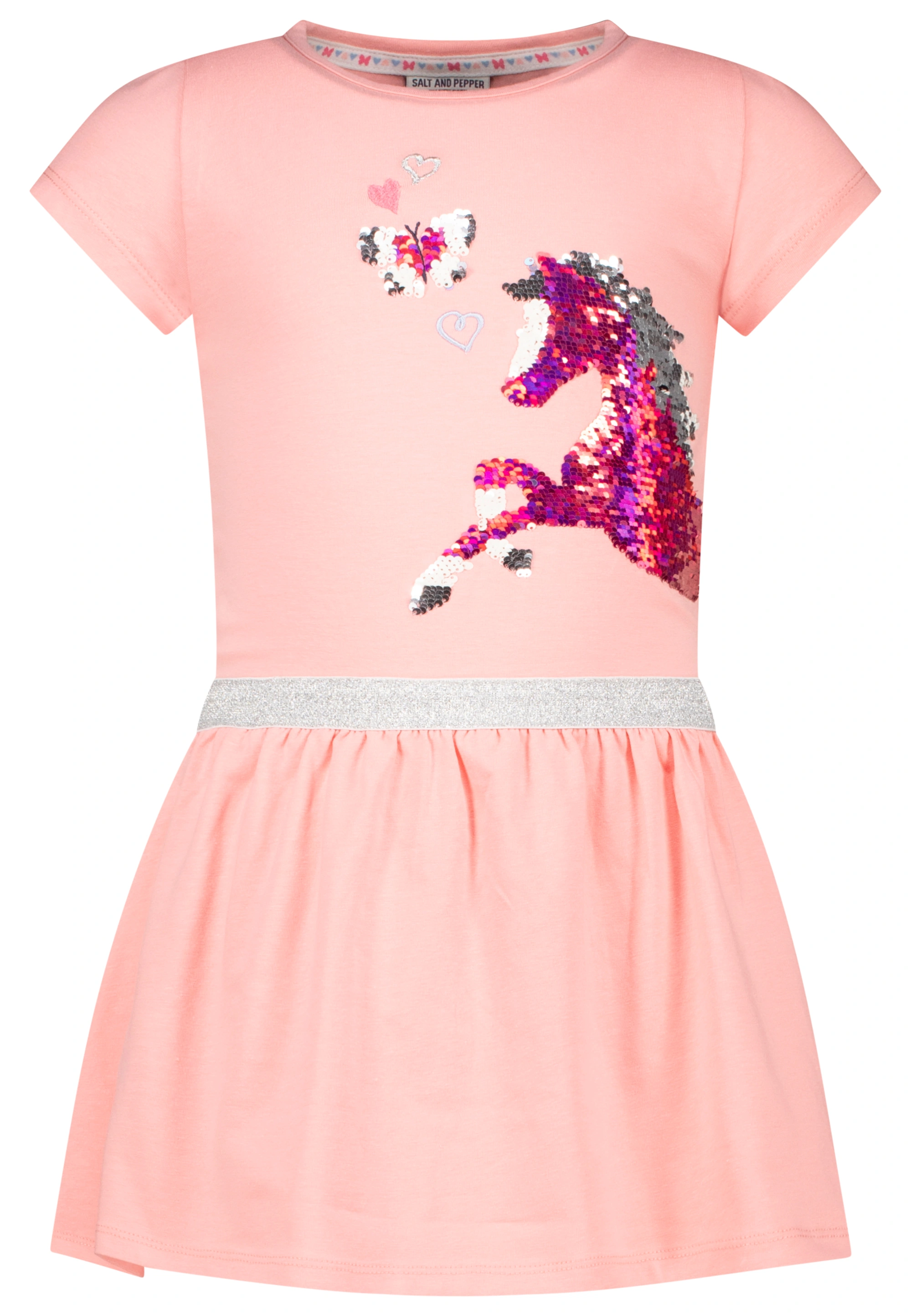 Kurzarmkleid PAILLETTEN HORSE in melon