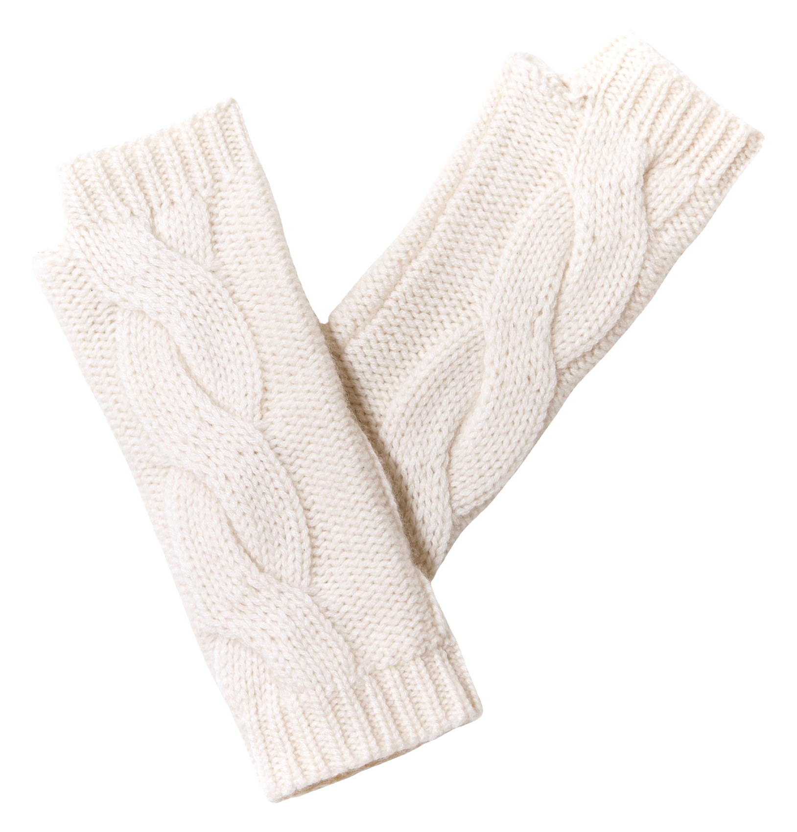 Mitaines maille tressée en cachemire| Blanc