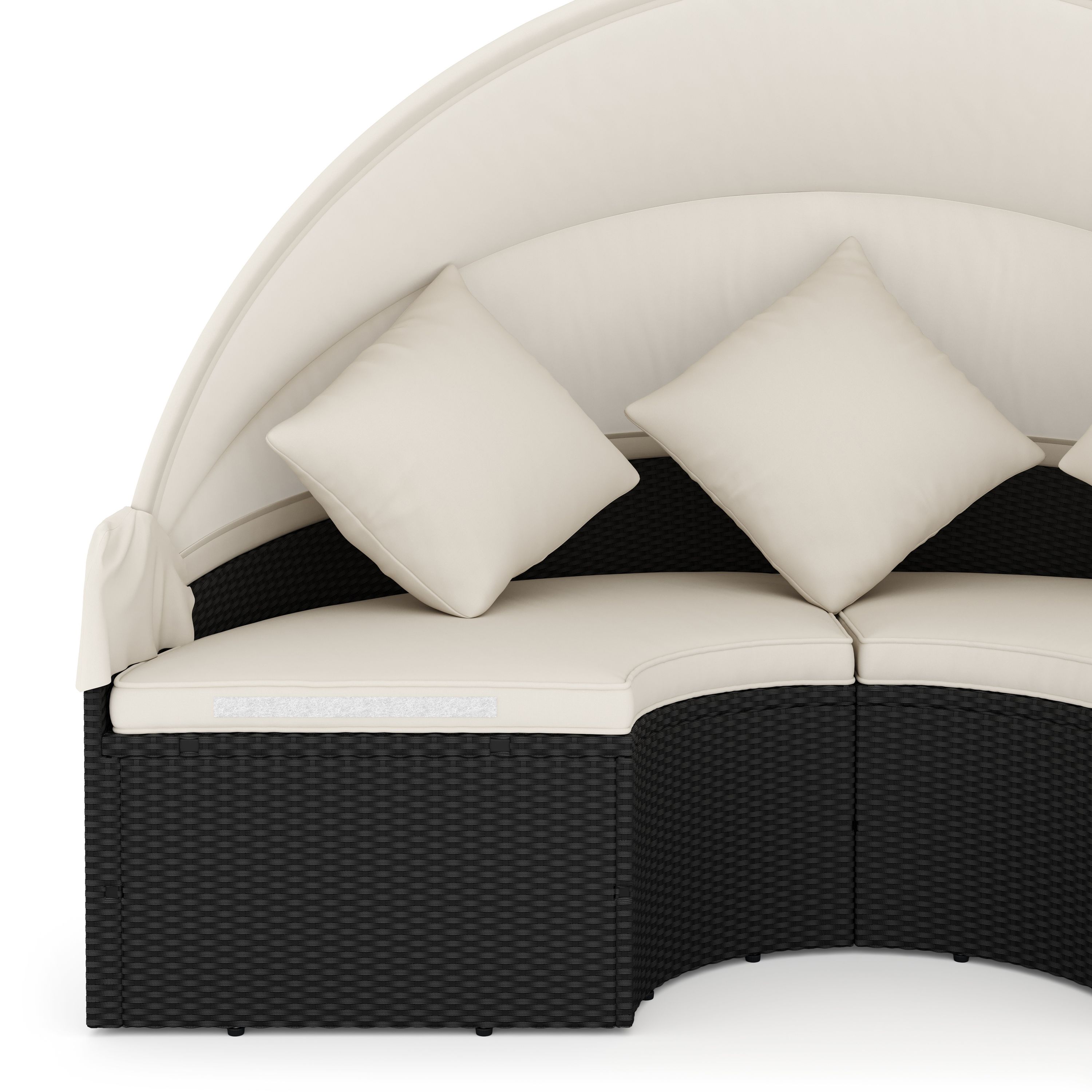 Rattan Sonneninsel CARPI schwarz/beige