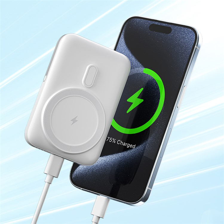 (20W) 10000mAh Magnetische MagSafe Powerbank USB C Power Delivery Ladegerät   Kickstand - Weiss