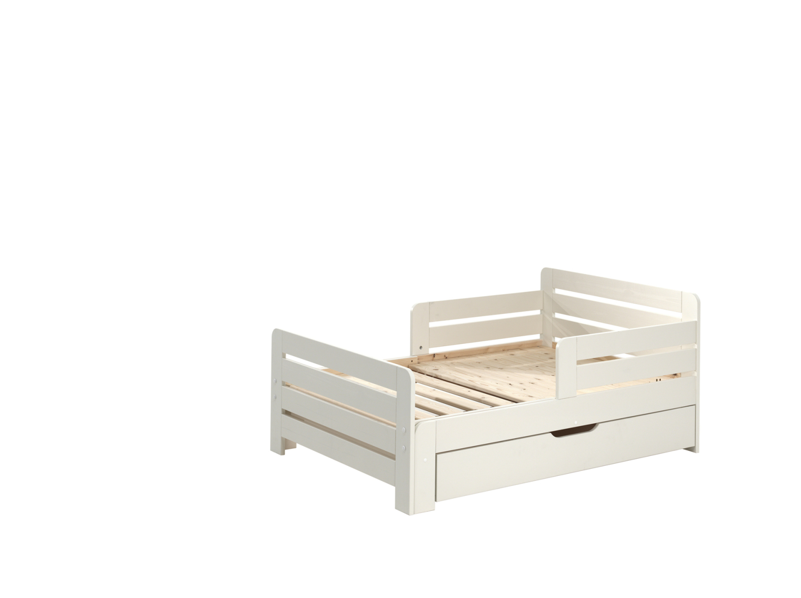 Kinderbett JUMPER - weiß - ausziehbar - mit Bettschublade - 90x140-200 cm