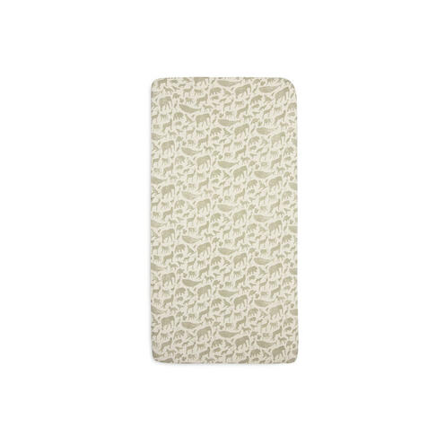 Drap-housse Jersey 70x140 cm Animals Olive Green - JOLLEIN