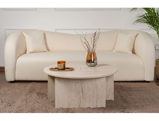 CONCEPT1 - Table basse Moira travertin 90 x 90 x h41cm