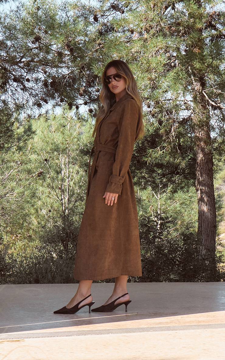 Chocolat Trench-coat En Synthétique Effet Croco