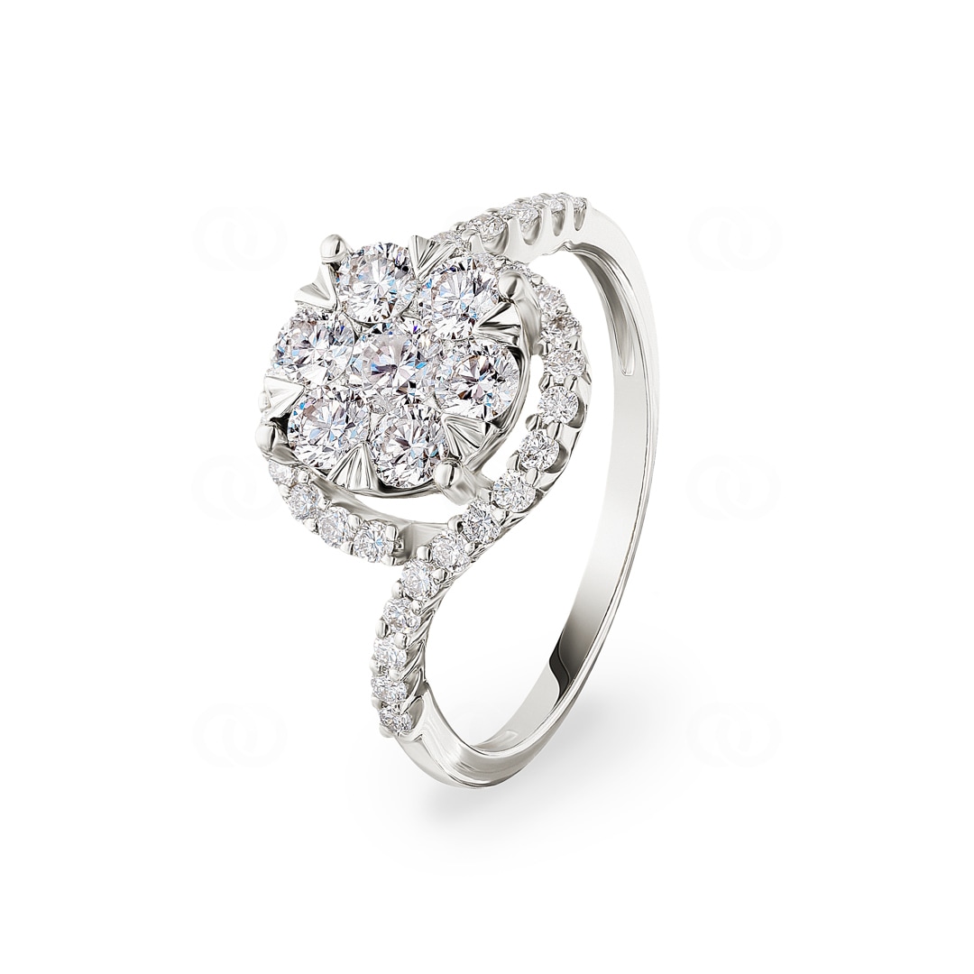 1.01 Karat Diamanten Halo Verlobungsring 750/18 K Weissgold