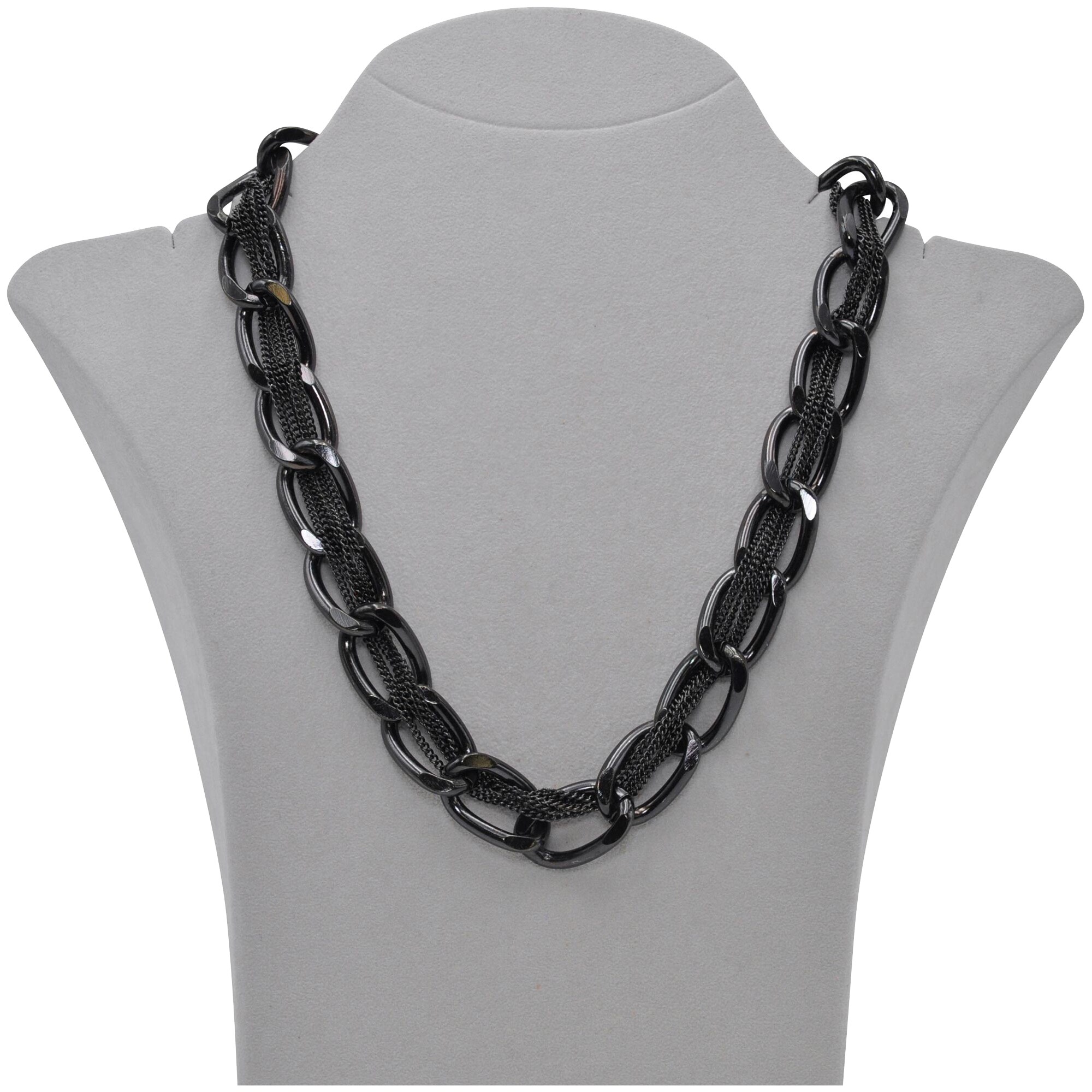 Steuer Modeschmuck Kette schwarze Metall Gliederkette