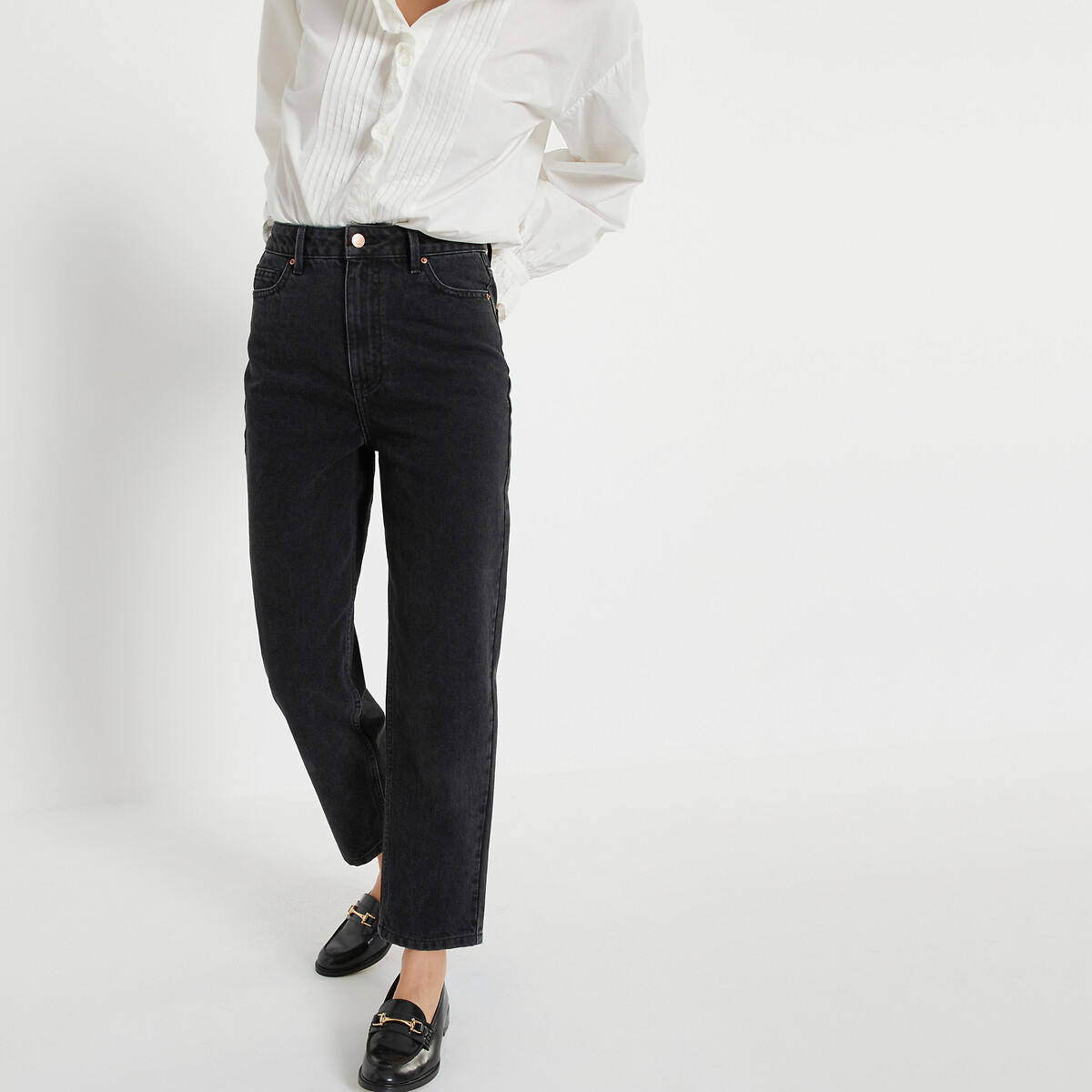COLEÇÕES LA REDOUTE<br>Mom jeans, algodão orgânico, Signature PAULINE