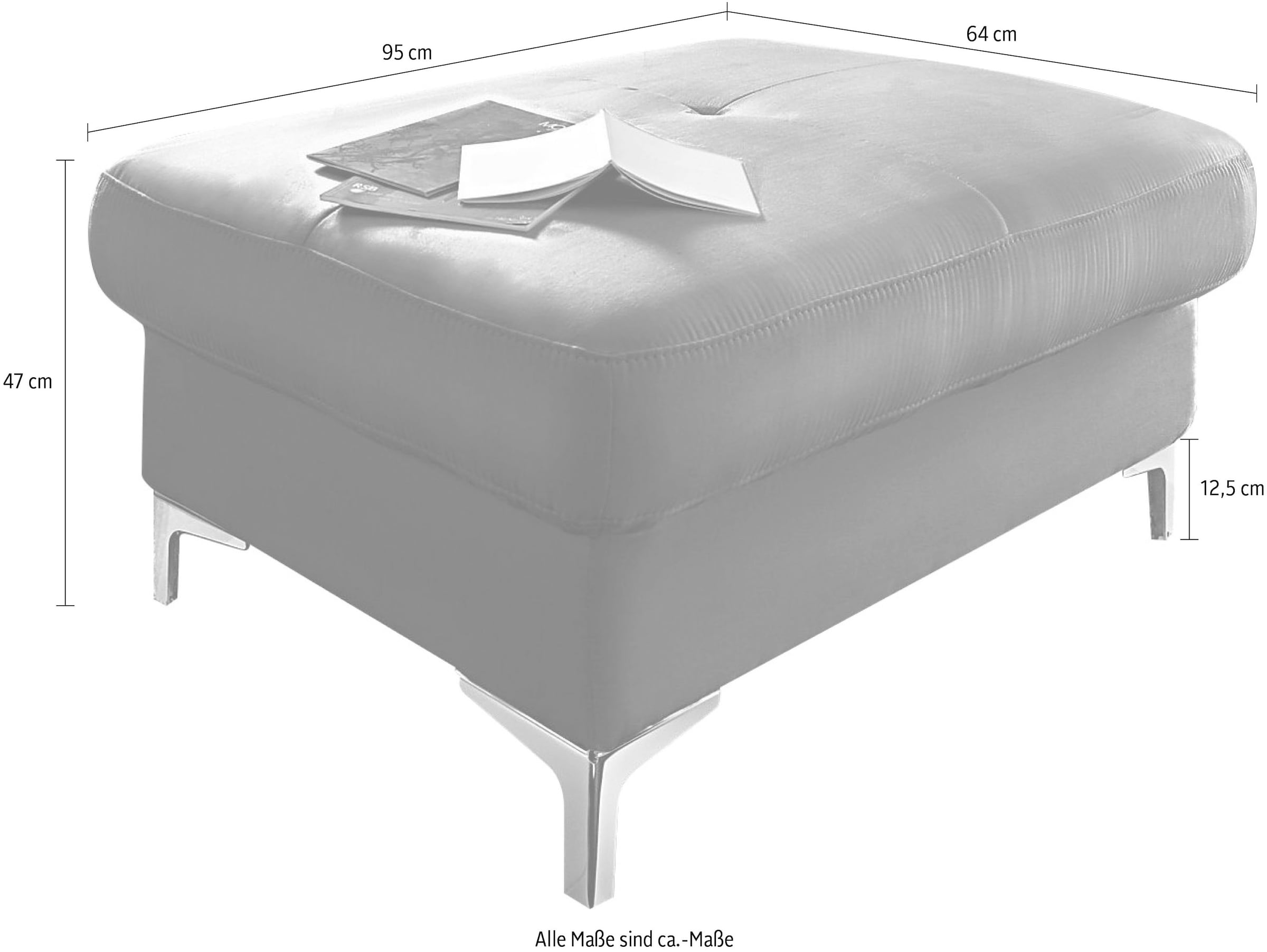 COTTA Polstergarnitur »Sammy U-Form« Set, Tiefe der Recamiere 169 cm,  Set bestehend aus: Wohnlandschaft mit Kopfteilverstellung & Hocker