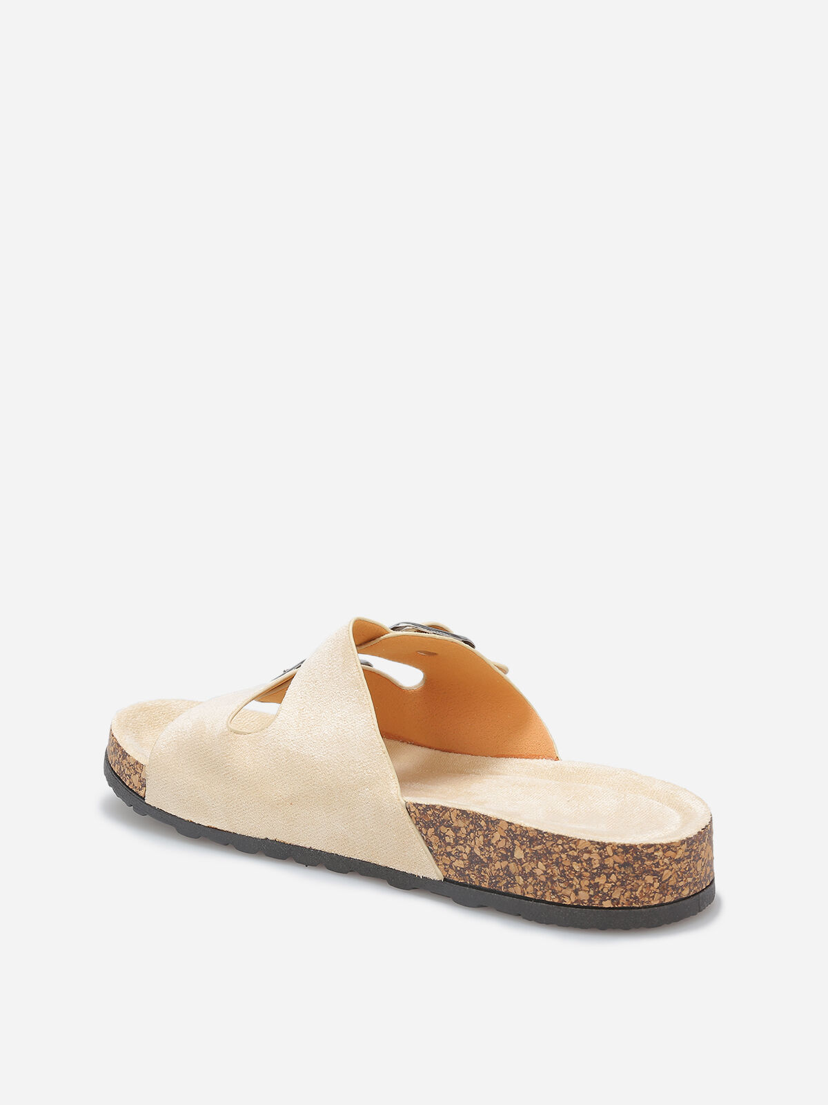 Mules en suédine à boucles oversize- Beige