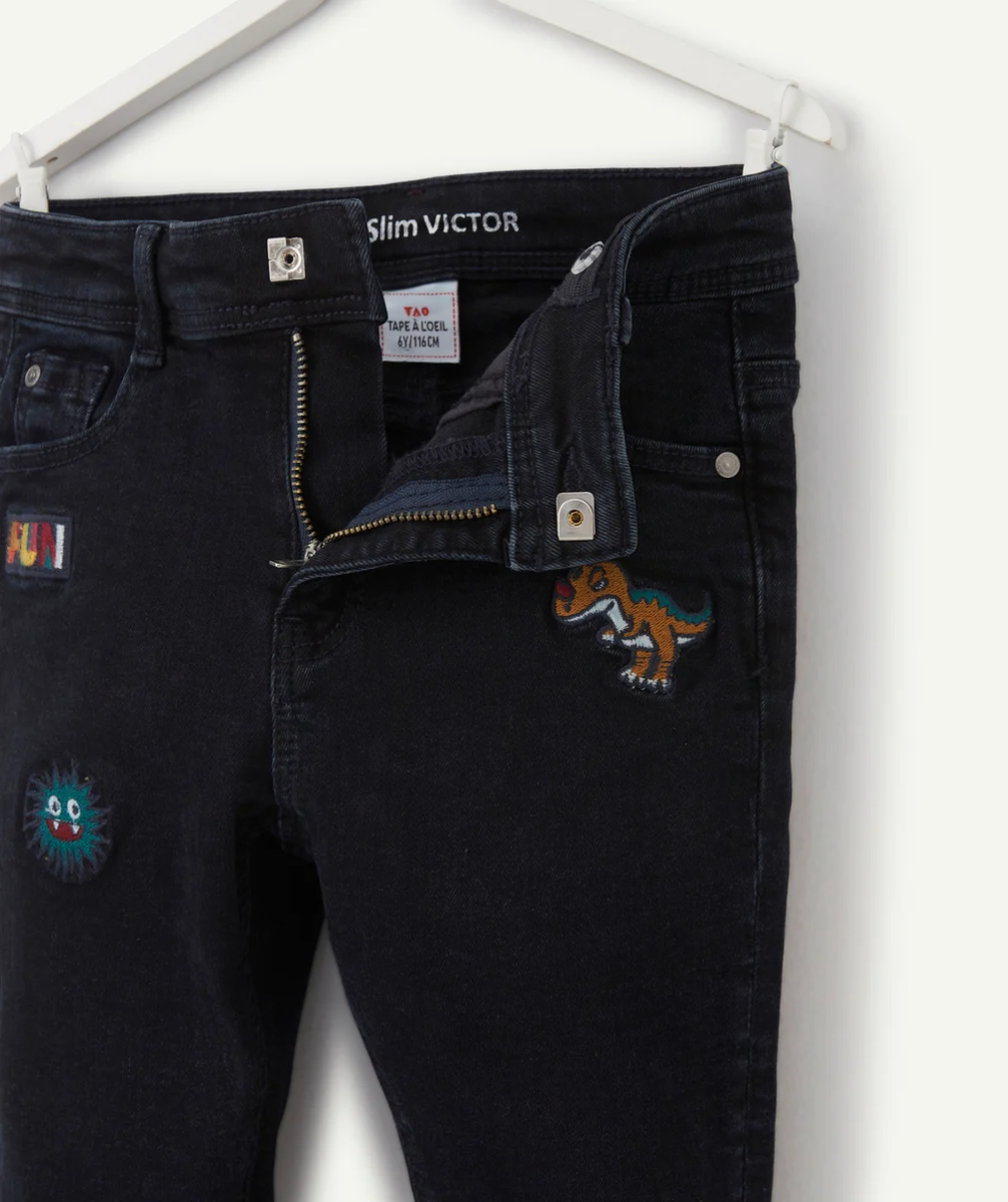 VICTOR LE JEAN BRUT SLIM LESS WATER AVEC PATCHS GARÇON