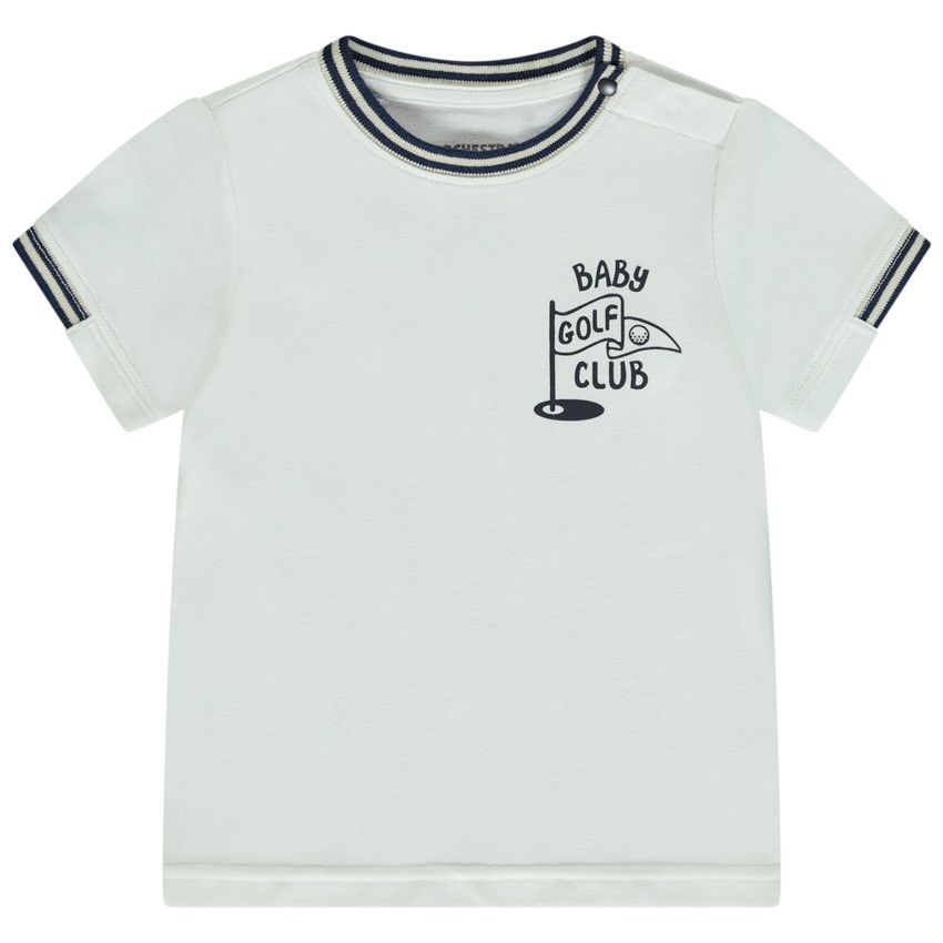 T-shirt manches courtes esprit polo pour bébé garçon - Blanc