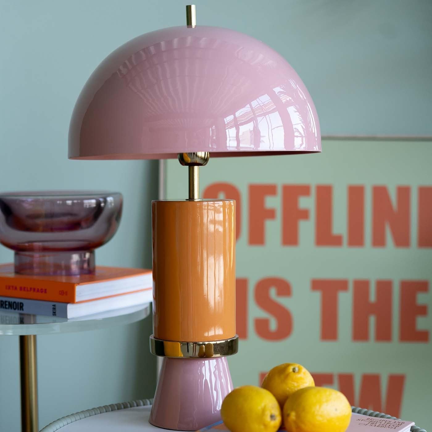Kare Design Tischlampe Josy Pink, Gold, Orange, Metall, Moderne Tischleuchte, Büro, Wohnzimmer, Schlafzimmer, Office, keine Leuchtmittel inklusive, 51x30x30 (HxBxT)