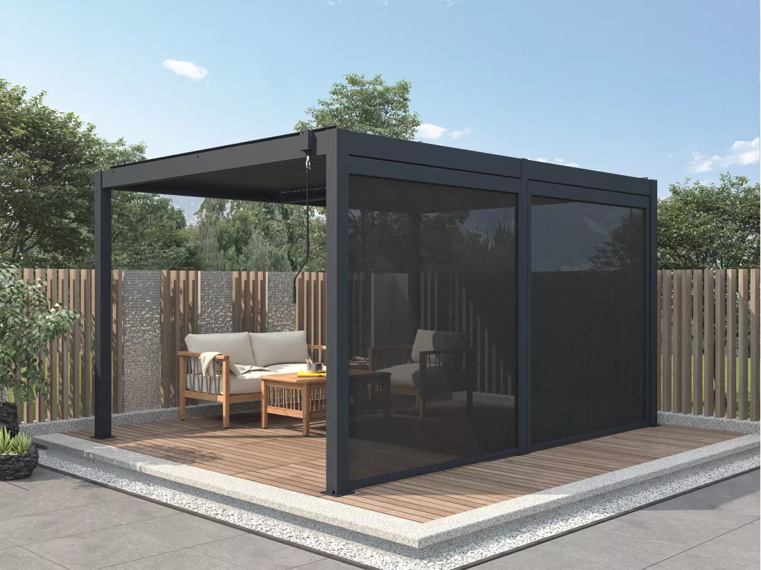 Rideau rétractable pour pergola bioclimatique - L3,67 x H2,05 m - VIADANA