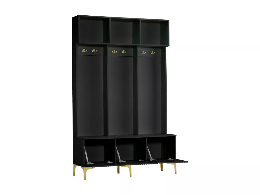 Vestiaire d'entrée moderne - avec porte-manteau et rangements à chaussures - Noir
