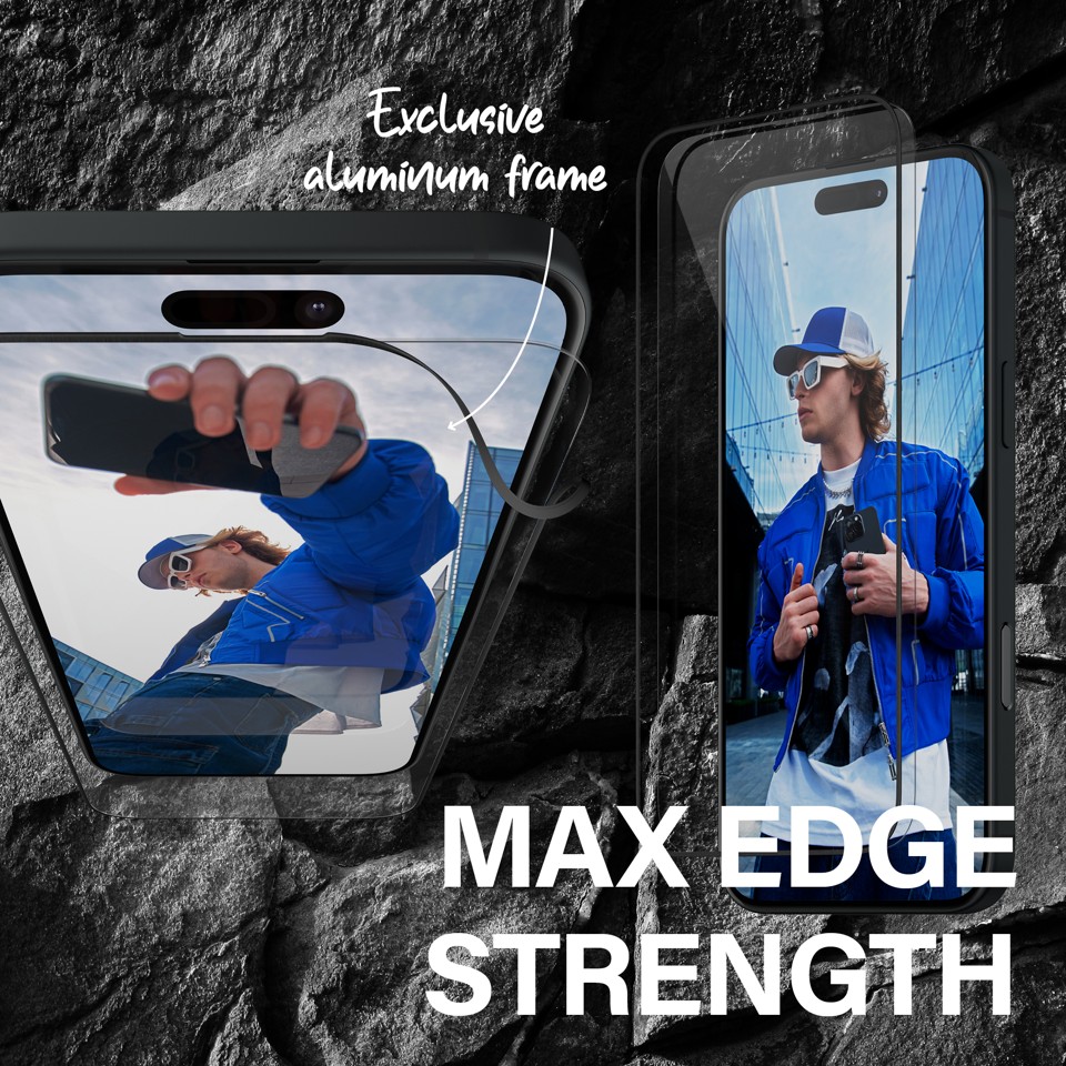 PanzerGlass - Skærmbeskyttelse - iPhone 16 Pro - Aluminium Frame - Ultra Wide Fit