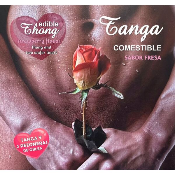 Hotflowers Tanga Masculina com 2 Bicos Wafer de Morango 1 Conjunto