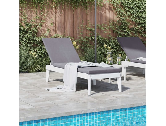 VIDAXL - Bain de soleil Chaise longue blanc 186x60x29 cm pp