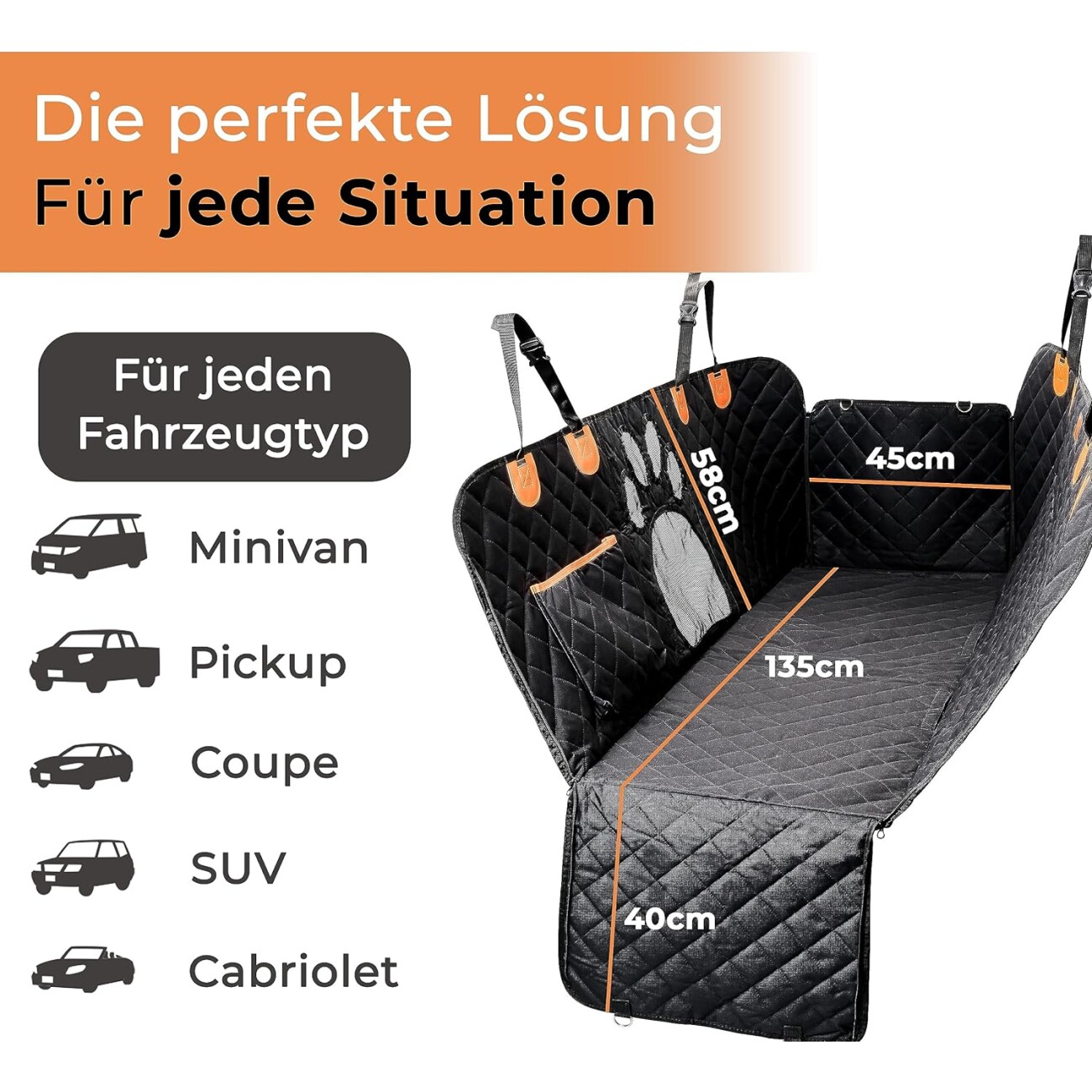 Petsation Autoschondecke Hundedecke für Rückbank + Kofferraum