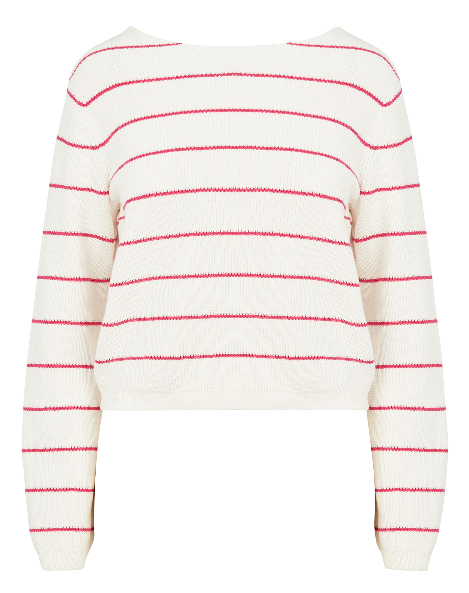Pull col bateau rayé en coton | Blanc