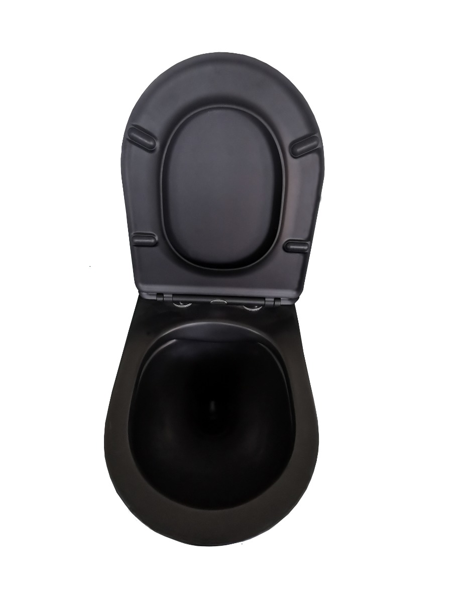 Mueller Rivel rimless verkort toilet met softclose zitting zwart mat