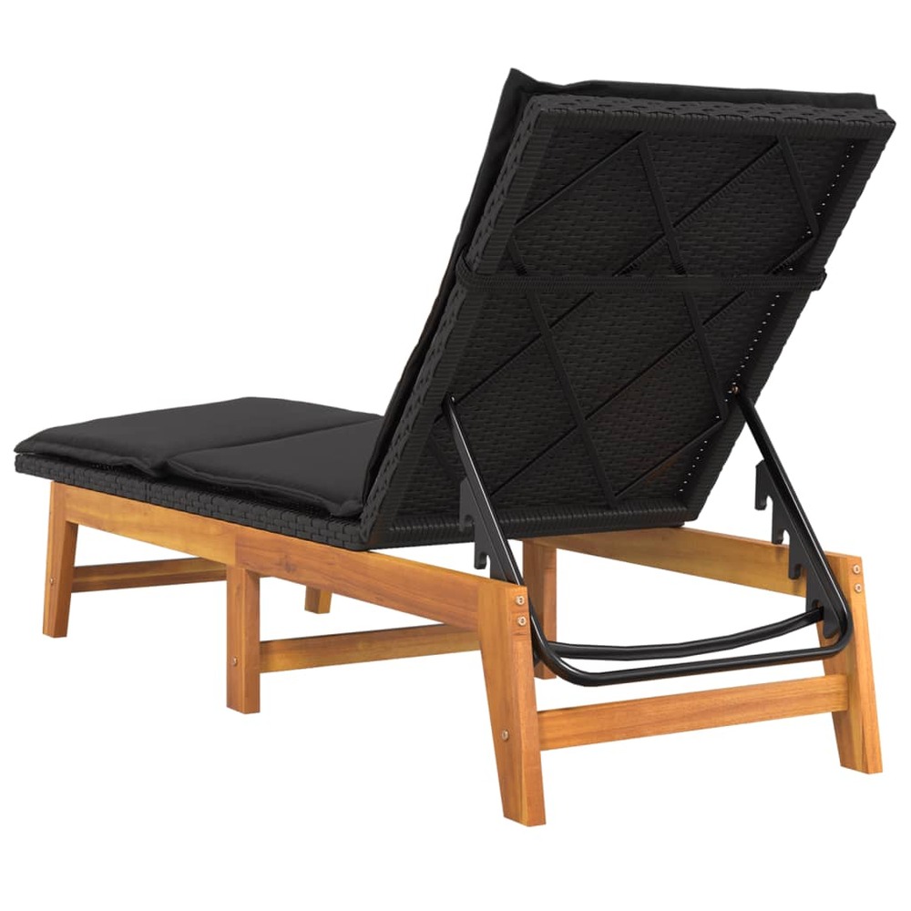 Transat chaise longue bain de soleil lit de jardin terrasse meuble d'extérieur avec table résine tressée et bois massif d'aca