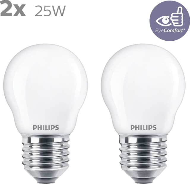 Philips Classic P45 LED-lampe 2W E27 (2 pk) (varm hvid)