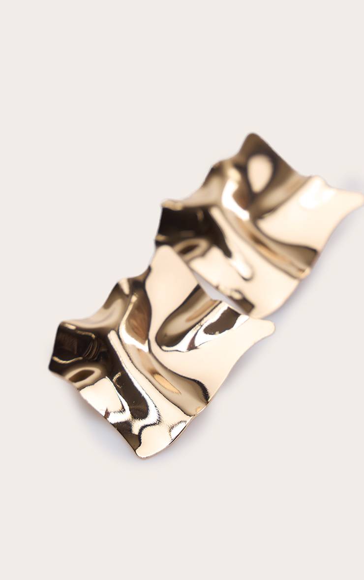 Doré Boucles D'oreilles Géométriques Carrées À Effet Métallisé