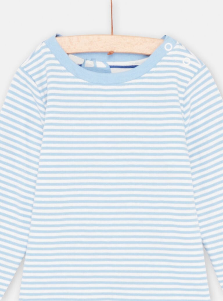 T-shirt bleu clair et blanc réversible bébé garçon