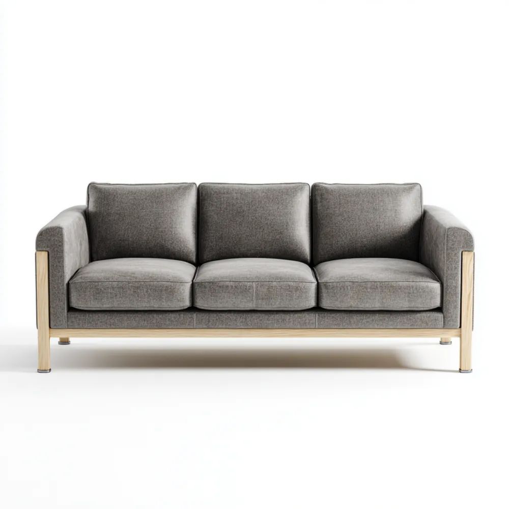 3-Sitzer-Sofa Stoff 200x85x75 cm - Grau - Minimalistisches Design