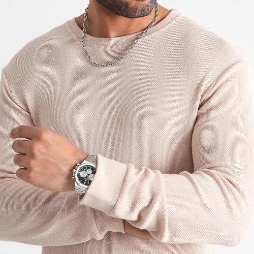 Tee Shirt Manches Longues Texturé 0601 Beige