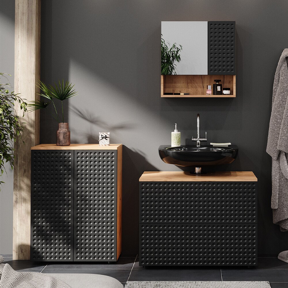Vicco Badspiegelschrank Irma Eiche Anthrazit 54 x 55 cm Badezimmer