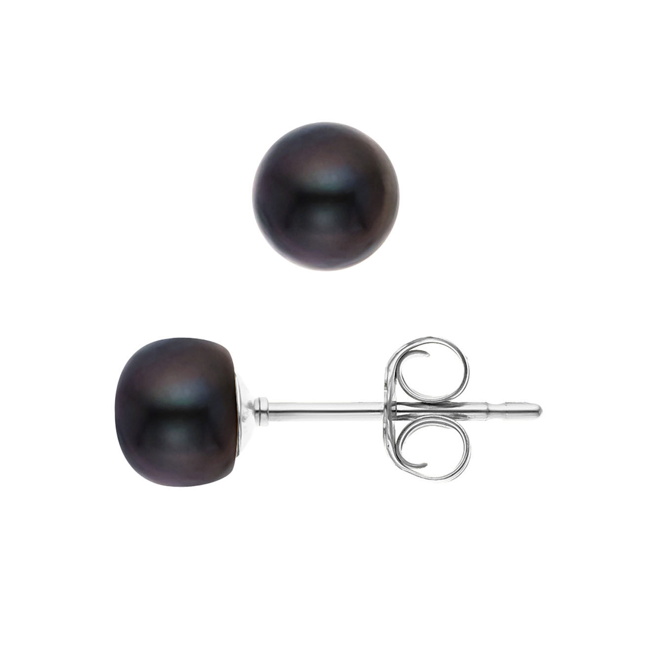 Mitzuko Boucles d'oreilles Cara Argent Perles d'Eau Douce noires