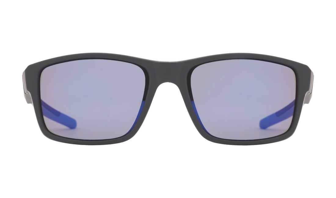 Solbrille mat sort med blå glas