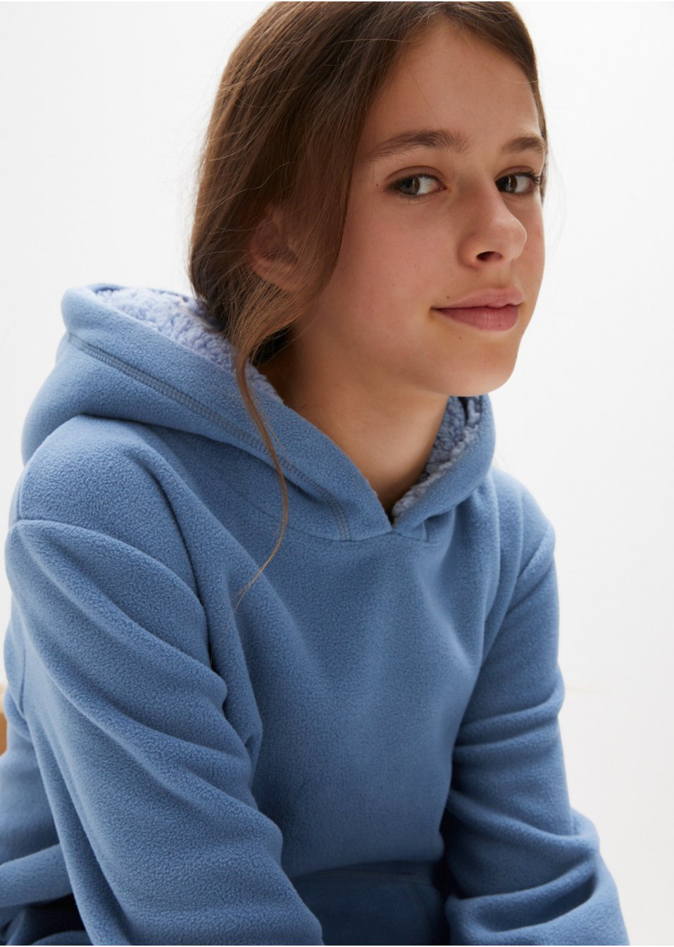 Robe fille en polaire à capuche