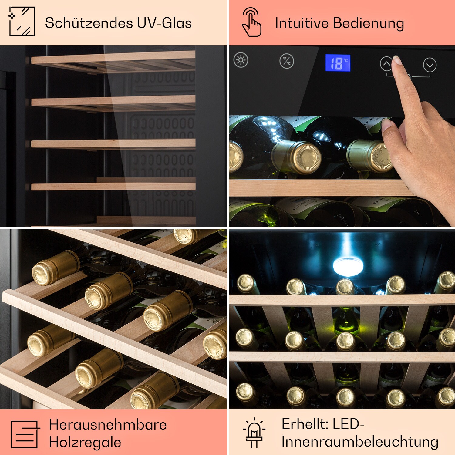 Barossa 32 Uno Weinkühlschrank 1 Zone 95 Liter / 36 Flaschen Touch-Display