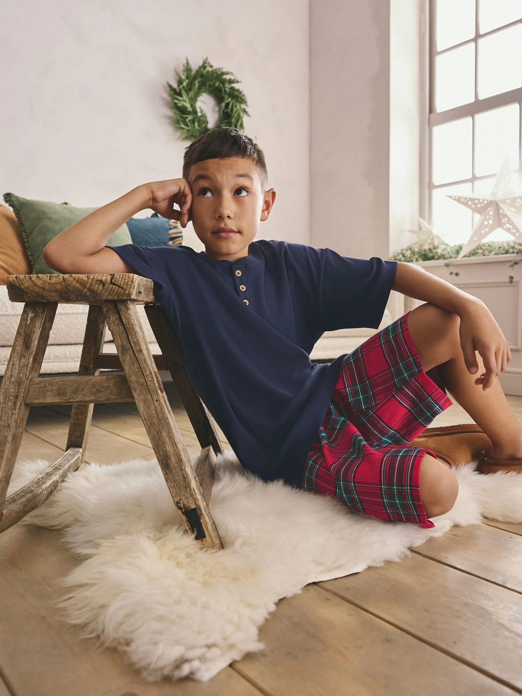 Rood met Schotse ruit - Matching Family - Korte kerstpyjama (5-16jr)