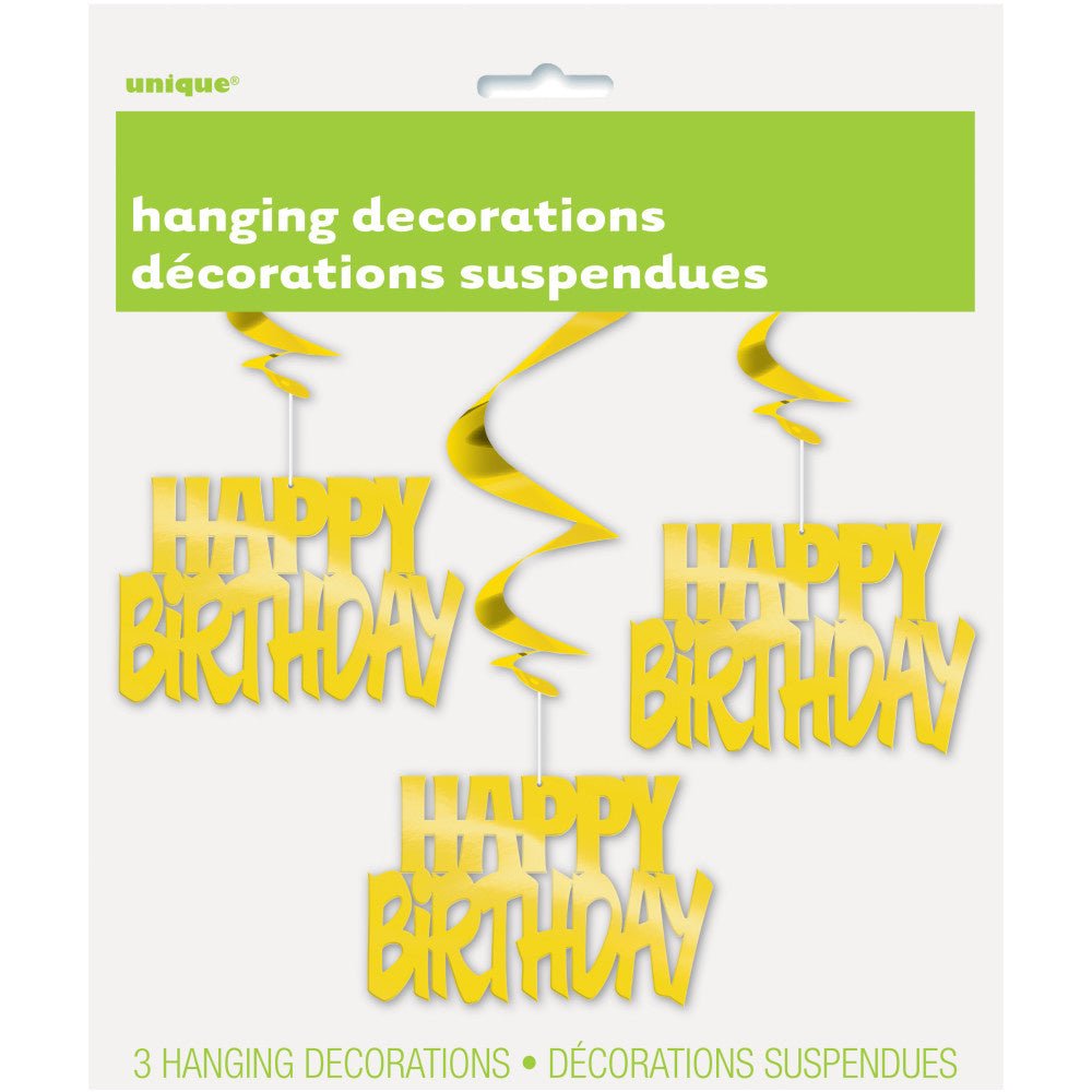 Hangdecoratie Happy Birthday Goud 81cm 3st
